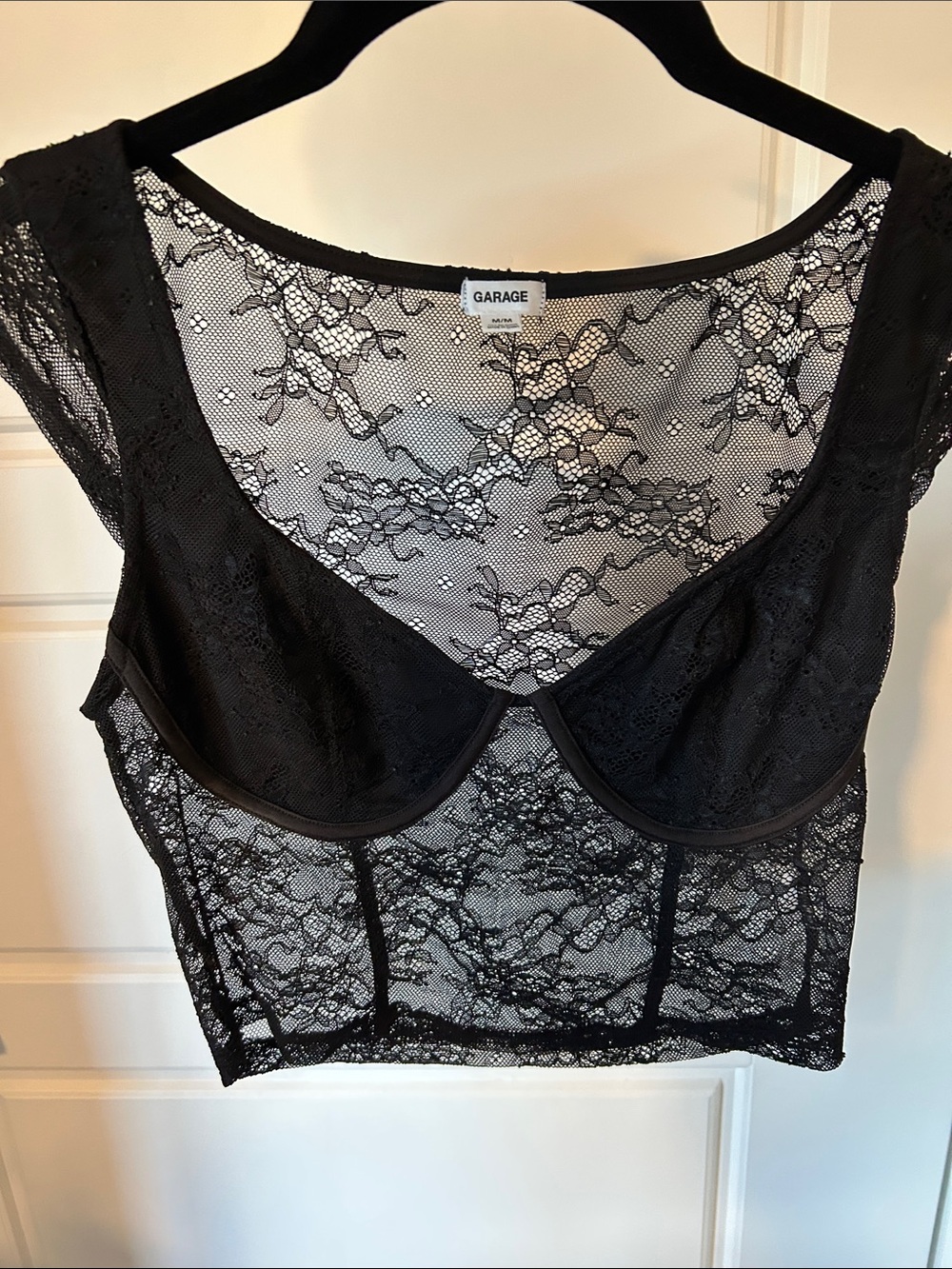 GARAGE Black Lace Longline Underwire Bralette